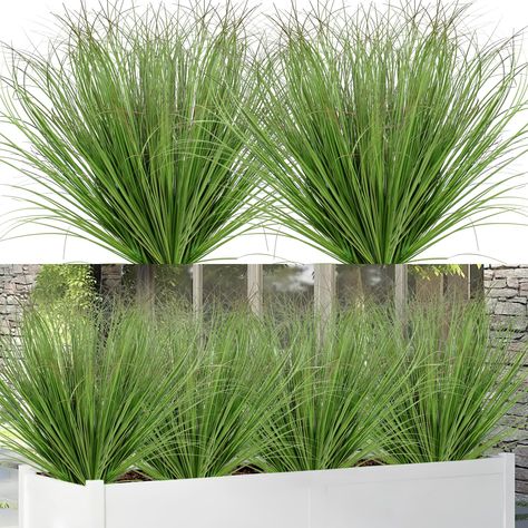 PRICES MAY VARY. Package and size: The package includes 12 bundles of artificial wheat grass, each bunch of tall artificial plants outdoor is about 20 inches long. Material: Artificial outdoor plants are made from high quality UV resistant plastic material, more realistic, vibrant color. Faux plants outdoor does not need maintenance or care. Long-lasting: Fake grass stems are uv resistant and vivid realistic, can be put anywhere. Artificial outdoor faux plant maintains its spring green color thr Fake Plant Garden Outdoor, Artificial Plants Front Yard, Artificial Plant Outdoor Ideas, Front Porch Planters Fake Plants, Landscaping With Fake Plants, Faux Patio Plants, Faux Plants For Outdoor Planters, Fake Trees Outdoor, South Texas Landscaping Ideas