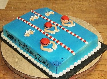 swimming cake by bluecakecompany, via Flickr....cool cake and it even has Zach's name on it! Swimmer Cake, Pool Birthday Cakes, Swimming Pool Cake, Swimming Cake, Olympics Party, Sports Themed Cakes, Pool Party Cakes, Pool Cake, Cakes To Make