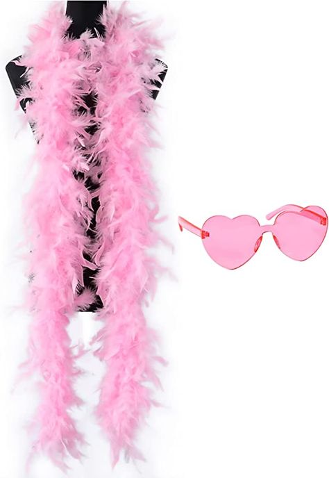 Modern Disco Outfit, Pink Movie Night, Eras Tour Lover Outfit, Pink Concert Outfit Ideas, Bachelorette Party Outfit Themes, Pink Feather Boa, Party Survival Kit, Dress Feathers, Christmas Party Hats