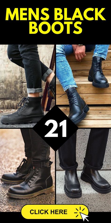 Mens black boots are the ultimate choice for those looking to blend comfort with style. Perfect for a variety of outfits, from casual jeans to business casual, these boots are crafted from durable fabric that ensures longevity. Whether you’re styling them for a Korean fashion-inspired look or a western outfit, these boots add a stylish touch to any ensemble, making them a worthy investment at any price. Black Suede Boots Outfit Men, Mens Black Boots Outfit Casual, Men Outfits With Boots, Black Boots Men Outfit Casual, Black Boots Outfit Casual, Men Boots Outfit, Black Boots Outfit Men, Black Suede Boots Outfit, Black Boots Men Outfit