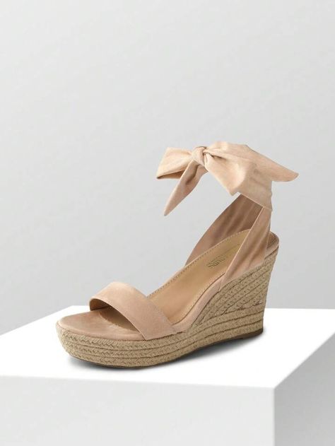 Beach Heels, Tie Up Espadrilles, Ankle Tie Espadrilles, Nude Wedges, Dressy Sandals, Dressy Shoes, Sandal Platform, Ankle Strap Wedges, Strappy Wedges