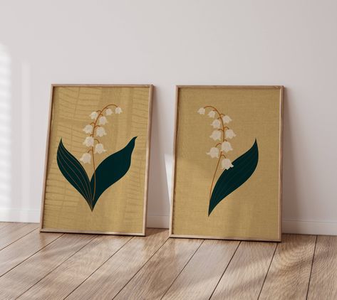 Decor Gallery Wall, Lily Of The Valley Flowers, Botanical Print Set, Boho Aesthetic, Handmade Ideas, Gallery Wall Set, Minimalist Aesthetic, Retro Floral, Lily Of The Valley