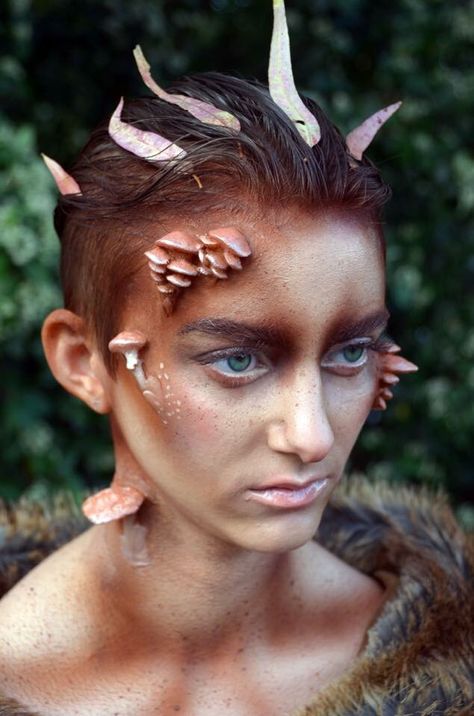 Mushy Prosthetics by @bfx_creatives #makeup #fantasy #prosthetics #sfx #nature #eyes #lashes #brows Special Effects Makeup For Beginners, Alien Fantasy Makeup, Fairy Prosthetic Makeup, Halloween Makeup Prosthetics, Fantasy Stage Makeup, Sfx Prosthetics Ideas, Decaying Makeup, Fantasy Sfx Makeup, Makeup Sfx Ideas