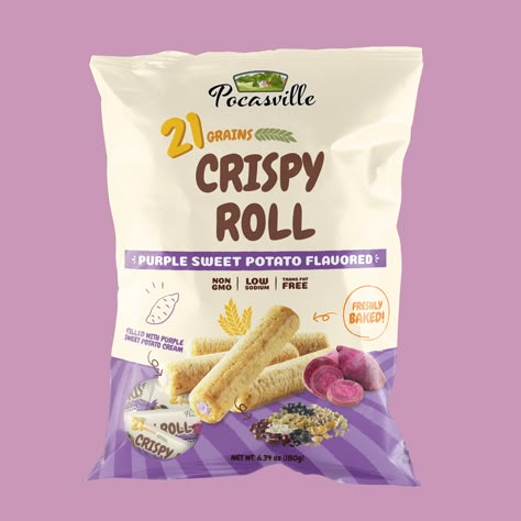 Crispy Rolls, Packaging Snack, Healthy Afternoon Snacks, Packaged Snacks, Korean Snacks, Baby Snacks, Food Advertising, Specialty Foods, Packaged Food