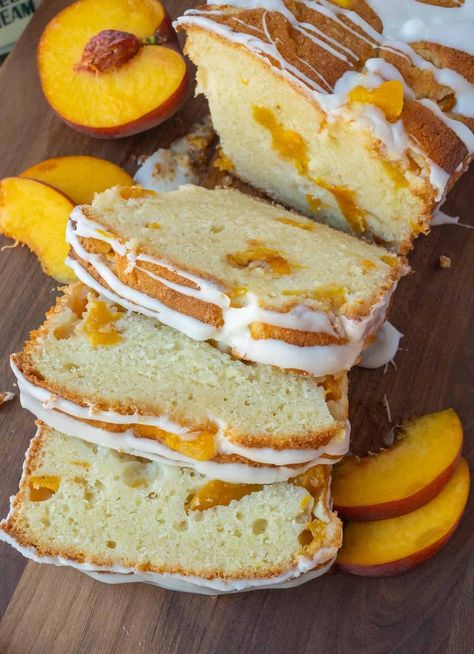 Peach Loaf Cake | Butter Your Biscuit Peach Loaf Cake, Peach Loaf, Chocolate Zucchini Brownies, Peach Cake Recipes, Lemon Icebox Cake, Peach Pound Cakes, Icebox Cake Recipes, Baked Peach, Peach Puree