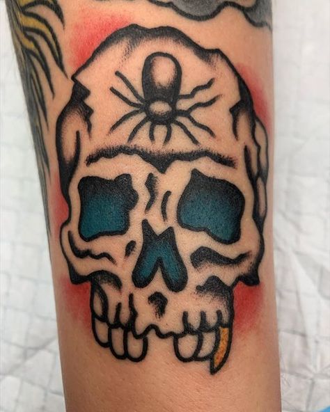 Mans Ruin Tattoo, Kendall Tattoo, Skull Traditional Tattoo, Traditional Skull Tattoo, Sam Tattoo, Traditional Skull, Traditional Tattoo Drawings, Big Sam, Old School Tattoo Designs