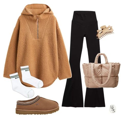 Ugg Talisman Slippers Outfit, Ugh Platform Outfits, Outfits With Ugg Slippers, Uggs Tasman Outfit, Platforms Outfit, Tasman Uggs Outfits, Ugg Tasman Slippers Outfit, Tasman Slippers Outfits, Slipper Outfit