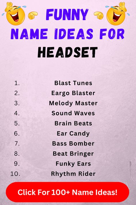 Looking for funny headset names? Check out our list of top 100+ funny headset name ideas in our blog post! Headphone Name Ideas, Names For Headphones, Bluetooth Name Ideas, Aesthetic Names, Funny Names, Names Ideas, Name Ideas, Ear Candy, Sound Waves