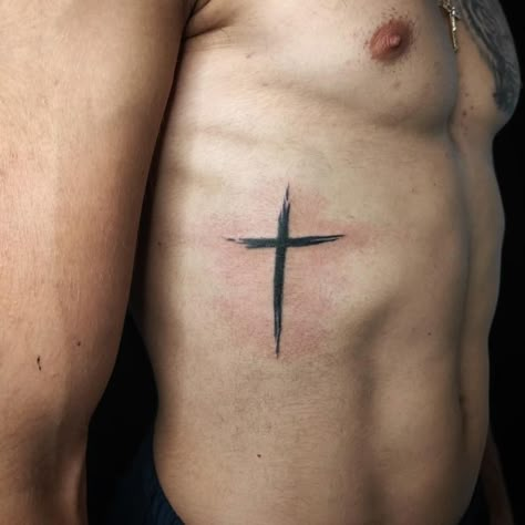 Crucifix Tattoo Chest, Chest Tattoo Men Ideas Cross, Chest Tattoo Men Ideas Christian, Cross Rib Tattoo Men, Tattoos On Ribs Men, South Carolina Tattoo Men, Latin Tattoos Men, Men’s Cross Tattoo Ideas, Cross On Chest Tattoo Men