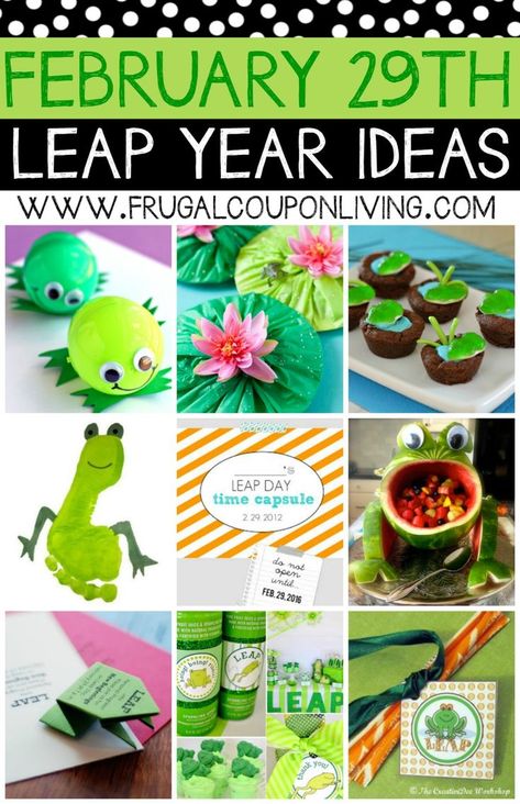 Leap Day Activities and Ideas - Make the Leap Year, February 29th, special for your Kids. These frog ideas also make great Frog Party Ideas. Leap Day Crafts For Kids, Leap Year Preschool Crafts, Leap Year Party Ideas For Kids, Leap Day Birthday Ideas, Leap Year Craft For Kids, Leap Day Activities, Leap Year Classroom Ideas, Leap Year Ideas, Leap Year School Activities