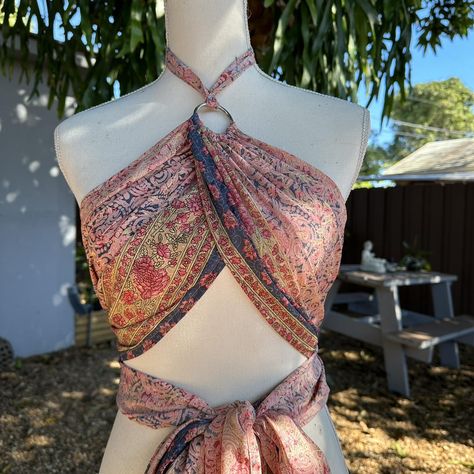 Pink floral halter top Multiple ways to wear  Silver... - Depop Studio Choom, Tie Halter Top, Floral Halter Top, Clothes Reference, Boho Vibe, Halter Neck, Halter Top, Pink Floral, Silver Ring