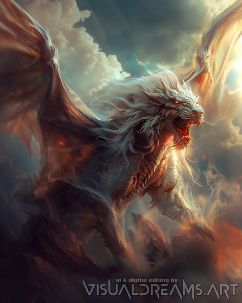 Here's a lion-dragon for a follower who requested one ! Dragon Breeds, Fantasy Lion, Lion Dragon, Mythical Creatures Fantasy, Dragon Artwork, Dragon Art, Fantasy Artwork, Mythical Creatures, Dark Fantasy