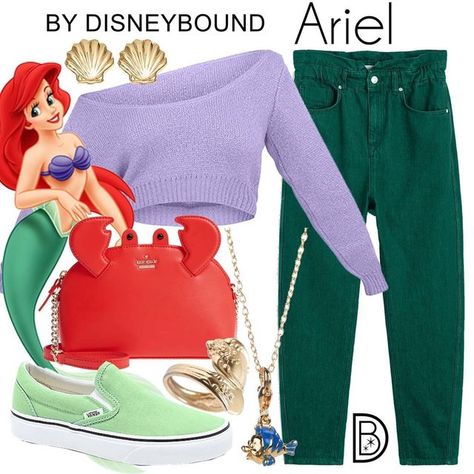 Disneybound Outfits Ariel, Disney Character Outfits Women, Mermaid Disneybound, Ariel Disneybound, Mermaid Outfits, Little Mermaid Outfit, Disney Bound Outfits Casual, Princess Inspired Outfits, Disney Themed Outfits