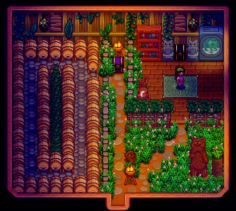 Look what I did to my shed. : StardewHomeDesign Stardew Inspiration, Stardew Farm, Stardew Farms, Stardew Valley Layout, Stardew Valley Tips, Stardew Valley Farms, Farm Layout, Shed Design, Time Design