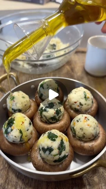 Sofia Misabishvili on Instagram: "STUFFED MUSHROOMS 🍄‍🟫 (My dears, hello everyone! There was an error and I accidentally deleted the reels video 🫣 This recipe previously received over 11 million views and over 500,000 saves. So I am sharing this recipe again, don’t forget to save it ❤️)

👌Stuffed Mushrooms are a mouthwatering appetizer that everyone can agree on! Flavorful mushrooms are stuffed with an ultra creamy filling made with spinach, garlic, mozzarella and Parmesan cheese and then seasoned and baked to perfection! This stuffed mushroom recipe is perfect for parties, holidays and more!

🤌Perfectly poppable and packed with flavor, the filling of these Stuffed Mushrooms is oh-so creamy and best enjoyed right out of the oven. The mushrooms themselves are juicy and tender while pro Stuffed Mushroom Recipe, Garlic Mushrooms Recipes, Mushrooms Recipes, Mushroom Appetizers, Cooking Substitutions, No Cook Appetizers, Mushroom Recipe, Instagram Recipes, Stuffed Mushroom