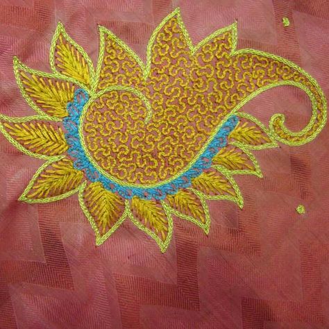 Water Filling Design In Aari, Aari Chain Stitch Motif, Water Filling Stitch In Aari Drawing, Water Filling Aari Work Blouse, Water Filling Stitch In Aari, Aari Drawing, Aari Work Designs Pattern Hand Embroidery, Sewing Hobby, Peacock Embroidery Designs