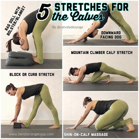 Calve Stretches, Stretch Calf Muscles, Stretches Yoga, Yoga Poses For Back, Calf Exercises, Calf Stretches, Bedtime Yoga, Yoga Breathing, Yoga Beginners