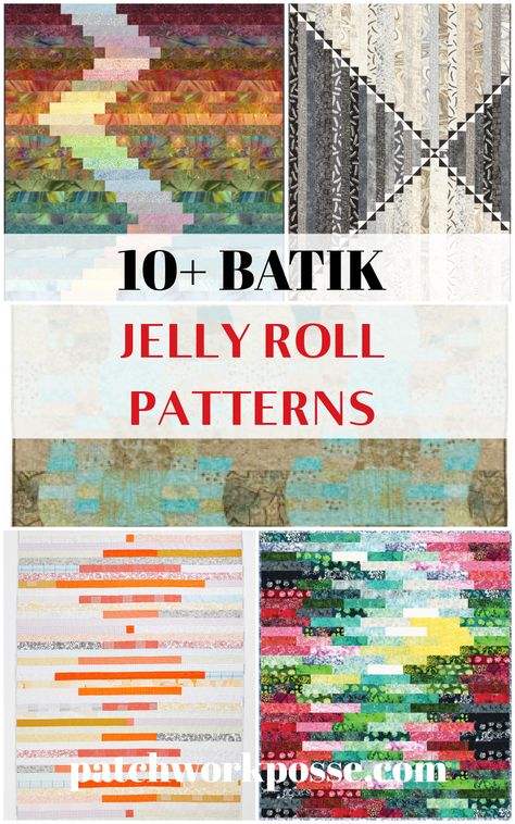 Free jelly roll quilt patterns using batik fabric.  From jelly roll bundles, to fabric collections, batik jelly rolls, long strips, scrappy strips of fabric, even wide strips you'll be able to sew them up into Bowl Holder Pattern, Hot Pads Tutorial, Sewing Tips For Beginners, Pinwheel Quilt Block, Optical Illusion Quilts, Jelly Roll Patterns, Simple Sewing Projects, 9 Patch Quilt, Jelly Roll Quilt