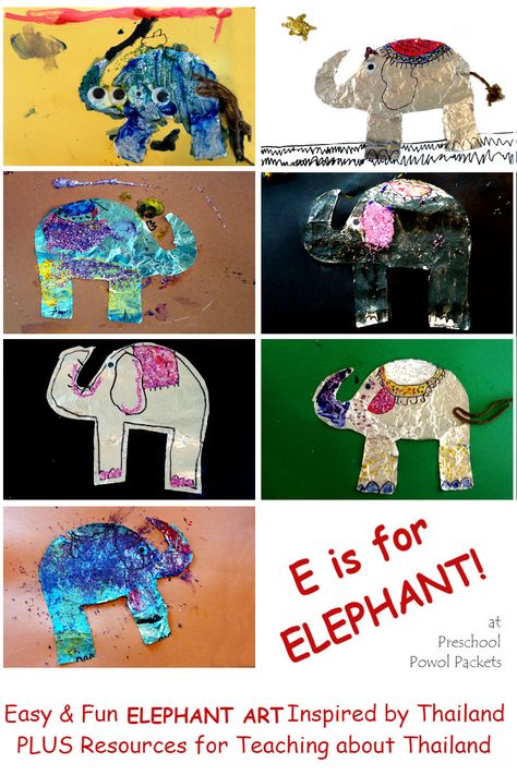 Cute elephant art project! Perfect for preschool, kindergarten, and elementary kiddos! Cute Elephant Art, Arts And Craft Room, Arts And Craft Storage, Thailand Country, Craft Spring, Country Study, Craft For Preschool, Elephant Crafts, T Craft