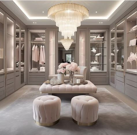 MODERN WARDROBE DESIGN IDEAS Fancy Wardrobe Closet, Walk In Closet Chair, Female Walk In Closet, Stylish Wardrobe Design, Walk In Closet Luxury, Walk In Wardrobe Ideas, Luxurious Dressing Room, Wardrobe Design Ideas, Dressing Room Closet