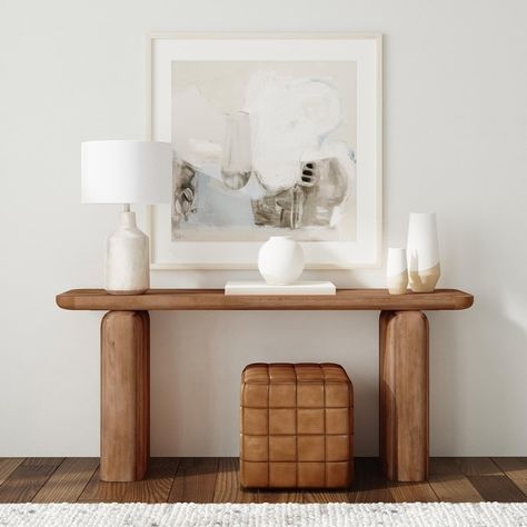 Chloe 68" Console Table by Kosas Home - Bed Bath & Beyond - 39986943 Wooden Console Table Decor, Console Table Styling Modern Living Room, Bottom Shelf Console Table Decor, Console Table In Living Room, Bedroom Console Table, Side Table Entryway, Bedroom Console, Wood Entry Table, Hygge House