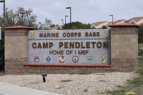 The entrance to Marine Corps base Camp Pendleton is seen on Sept. 22, 2015, in Oceanside, Calif. (AP Photo/Gregory Bull, File) Jacumba Hot Springs, Parris Island, Lance Corporal, Camp Pendleton, Military Operations, Military Police, Military Personnel, Us Military, Marine Corps