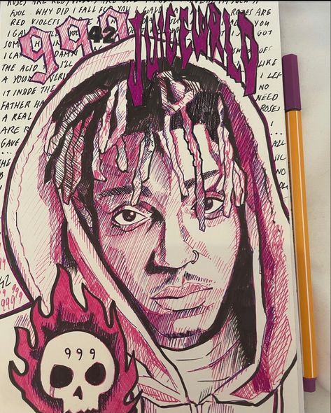 Rappers Sketch, Juice Wrld Drawing Sketch, Music Artist Drawing, Rapper Art Drawing, Juice Wrld Drawing, Rapper Drawings, Celeb Drawings, Future Drawing, Easy Graffiti Drawings