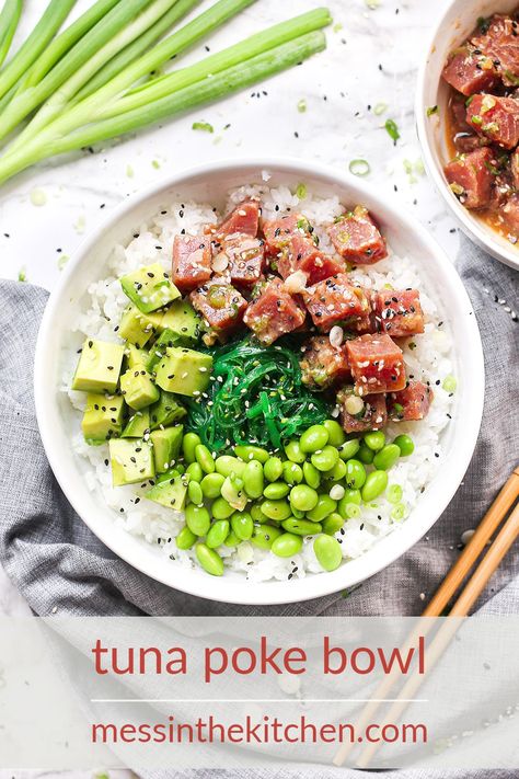 Poke Sauce, Tuna Poke Bowl Recipe, Sauce Over Rice, Unagi Sauce, Poke Recipe, Wasabi Peas, Tuna Poke Bowl, Poke Bowl Recipe, Tuna Poke