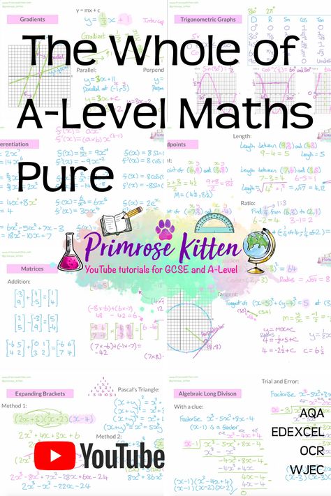 Thie video takes you through all the pure skills you need for your A-Level maths, use it for revision or to prepare for your test or exam! As Level Maths Notes, A Level Maths Revision, A Level Maths Notes, Alevel Maths, A Level Maths, Igcse Maths, A Level Revision, Organization Notes, Maths A Level