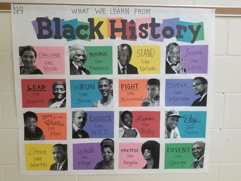 Bhm Poster Ideas, Black Month History Activities, Bhm Bulletin Board, Mlk Bulletin Board Ideas, Bsu Ideas, Black Month History, History Bulletin Boards, Inspirational Bulletin Boards, School Hallway