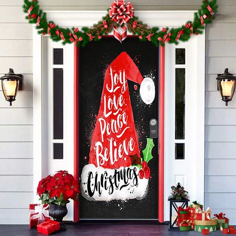 Don't miss the opportunity to make your home the talk of the town this Christmas holiday season! Features: Christmas door decorations：For all your front door Christmas decorations this year check out our incredible selection of door covers. ✨This fabric door wrap will look amazing hanging outside or inside this holiday season. Our fabric door covers take less than a minute to install. Unique and innovative design：Door cover features a vivid and bright background and cute Christmas patterns. The bright colours and intricate details will add a touch of magic to any door and instantly create a festive atmosphere. It can also be used as a party decoration to add more fun and festivity to your Christmas decorations! ⛄Exquisite craftsmanship：Fine stitching ensures that the edges of the fabric ar Speech Classroom, Cubicle Ideas, Christmas Doors, Work Cubicle, Winter Door Decorations, Fabric Door, Door Mural, Christmas Front Door, Front Door Christmas Decorations