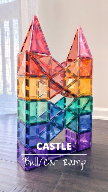 Magnatiles Castle, Connetix Ideas, Magnatile Ideas, Magnetic Building Toys, Rainbow Castle, Magnet Tiles, Magnetic Building Tiles, Magna Tiles, Kid Games