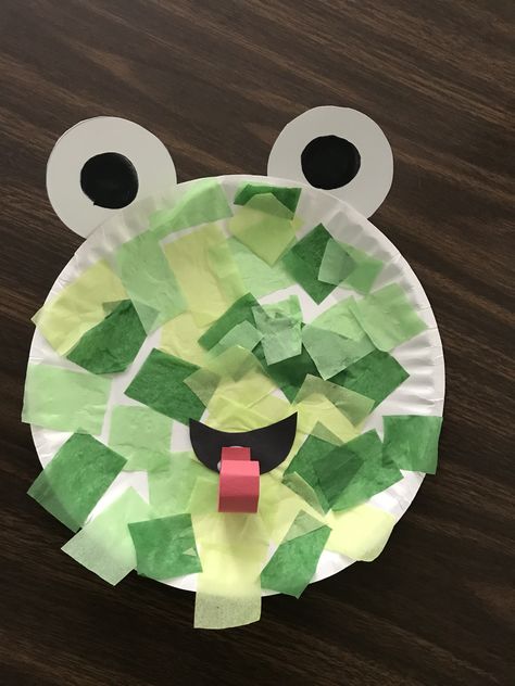 Paper plate Frog Easy Frog Crafts Preschool, Frog Art Activities For Preschool, Frog Art For Toddlers, Frog Preschool Activities Art Projects, Frog Art Preschool Craft Ideas, Paper Plate Frog Craft For Preschool, Hopping Frog Craft, Frog Crafts Preschool, Frog Template