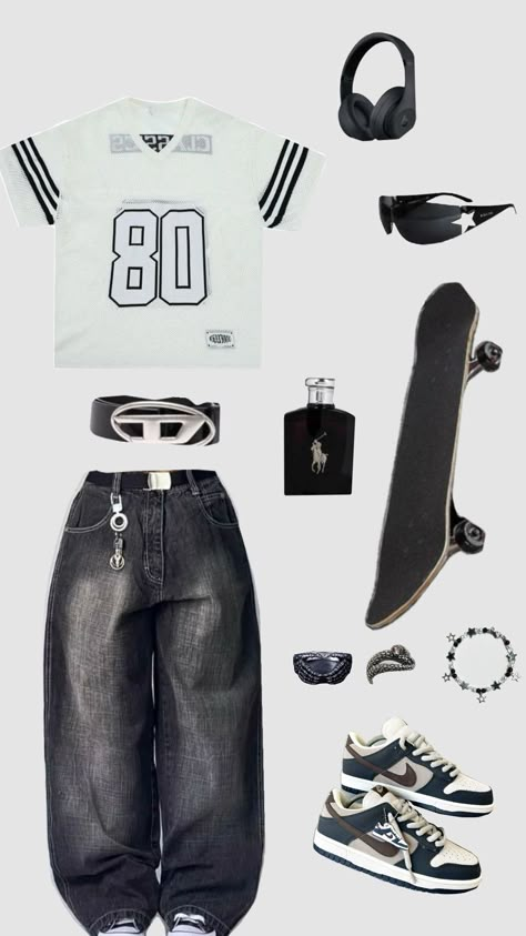 #y2k #drip #skater #fashion #inspo #fitinspo #fitcheck Outfit Ideas For Roller Skating, Skater Girl Outfits Y2k, Black Skater Outfit, Pete The Cat Outfit, Vintage Skater Outfits, Y2k Skater Outfits, Skater Girl Fits, Skater Fits, Skater Fashion