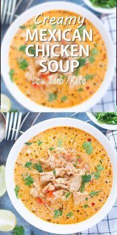 Creamy Mexican Chicken, Healthy Keto Dinner, Mexican Chicken Soup, Slow Cooker Mexican Chicken, Mexican Soup Chicken, Pot Recipes Healthy, Soup Chicken, Instant Pot Recipe, Mexican Soup