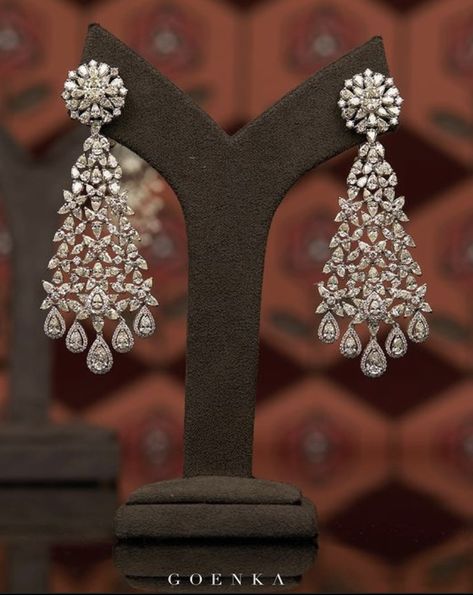 Long Diamond Earrings, Life Is About Creating Yourself, Diamond Earrings Indian, Heavy Jewelry, Creating Yourself, Jewelry Necklace Simple, Bridal Diamond Necklace, Real Diamond Earrings, Indian Wedding Jewelry Sets