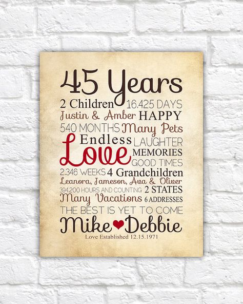 45 Year Anniversary, Anniversary Quotes For Parents, 45th Wedding Anniversary Gifts, 45th Anniversary Gifts, 60th Anniversary Gifts, Rustic Card Box Wedding, Anniversary Gift For Parents, 45th Wedding Anniversary, 50th Anniversary Gifts