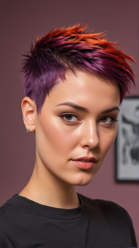 Short Asymmetrical Hairstyles Edgy, Caramel Hair Color Ideas, Caramel Hair Color, Silver Pixie, Short Spiked Hair, Funky Short Hair, Short Hair Images, Very Short Haircuts, Short Hair Pixie Cuts