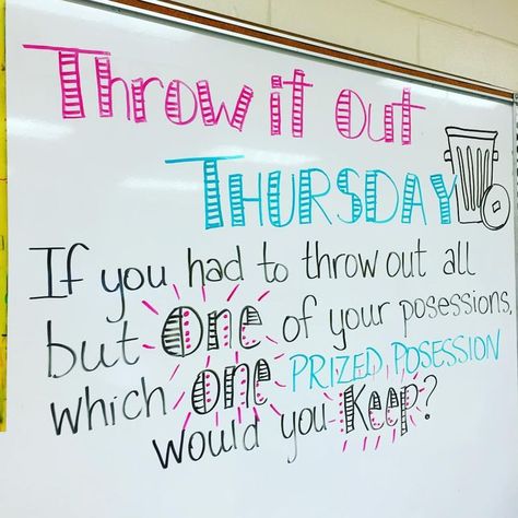 All set for tomorrow with my sub! #iteach7th #iteachtoo #teachersofinstagram… Whiteboard Questions, Whiteboard Messages, Quick Writes, Responsive Classroom, Morning Activities, Daily Writing Prompts, Bell Work, Daily Writing, Classroom Community