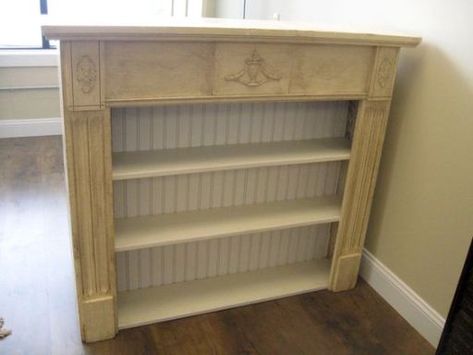 Repurposed Fireplace, Furniture Recycle, Thrift Ideas, Bookcase Plans, Antiques Repurposed, Fireplace Mantel Shelf, Refinish Furniture, Fun Furniture, Old Fireplace