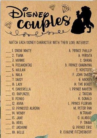 Disney Party Games, Couples Disney, Disney Bridal Showers, Wedding Game, Fun Bridal Shower Games, Couples Bridal Shower, Disney Baby Shower, Bridal Shower Planning, Wedding Shower Games