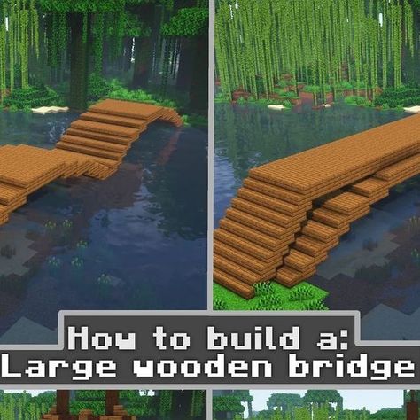 Minecraft Builds & Tutorials on Instagram: "Large Wooden Bridge Tutorial 🌉 ———- ✅ Follow me (@minecraftxinstructor) for the best Minecraft builds! ———- Credits📸: @gerbie_01 ———- #minecraftideas #minecrafthouses #minecrafttutorial #minecraftindonesia #minecraftuniverse #minecraftsurvival #minecraftedit #minecraftyoutuber #minecraftbuildings #minecraftcreations #minecraftbuilding #minecraftredstone #minecraftdesign #minecraftarchitecture #minecraftedits #minecraftfanart #minecraftbedrock #minecr Minecraft Bridge Design, Minecraft Tools, Minecraft Bridge, Minecraft Cottagecore, Minecraft Bed, Minecraft Redstone, Minecraft Interior, Minecraft Survival, Wooden Bridge