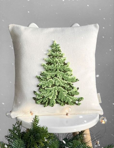 Cushion Embroidery, Diy Kits For Adults, Holiday Pillow, Christmas Embroidery Patterns, Punch Needle Patterns, Punch Needle Embroidery, Christmas Pillows, Christmas Cushions, Etsy Christmas