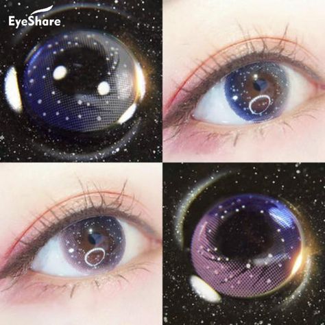 Galaxy Contacts, Korean Contact Lenses, Colored Eye Contacts, Sky Purple, Eye Contacts, Eye Contact Lenses, Galaxy Eyes, Color Contact Lenses, Korean Eye Makeup