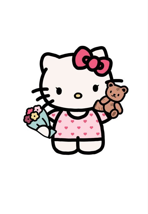 Hello Kitty Cut Out, Hello Kitty Aesthetic Stickers, Hello Kitty With Flowers, Hello Kitty Doodles, Hello Kitty Dinosaur, Hello Kitty Ramo, Valentine Hello Kitty, Valentines Hello Kitty, Hello Kitty Money