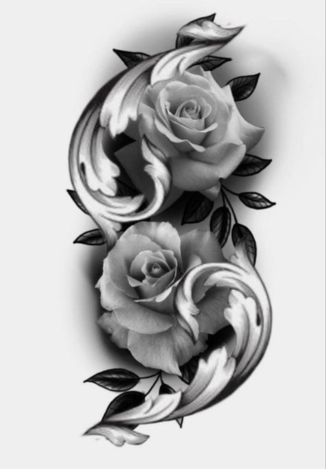 Rose Bud Tattoo, Black And Grey Rose Tattoo, Skull Tattoo Flowers, Realistic Rose Tattoo, Black And Grey Rose, Rose Drawing Tattoo, Filigree Tattoo, Flower Tattoo Drawings, Greek Tattoos