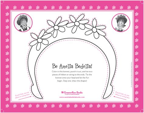 Amelia Bedelia make-your-own bonnet template Amelia Bedelia Pumpkin, Amelia Bedelia Costume Diy, Amelia Bedelia Costume, Storybook Character Costumes, Book Character Pumpkins, Amelia Bedelia, Character Pumpkins, Teaching Printables, Reading Month