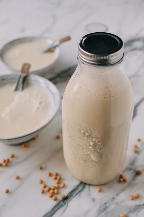 Find out how to make soy milk at home, with just soybeans, water, and a blender. You can use it to lighten your morning coffee or in vegan baking recipes! Soy Milk Recipes, Homemade Soy Milk, Soya Milk, Wok Of Life, Woks Of Life, The Woks Of Life, Vegan Baking Recipes, Soy Beans, Soy Products