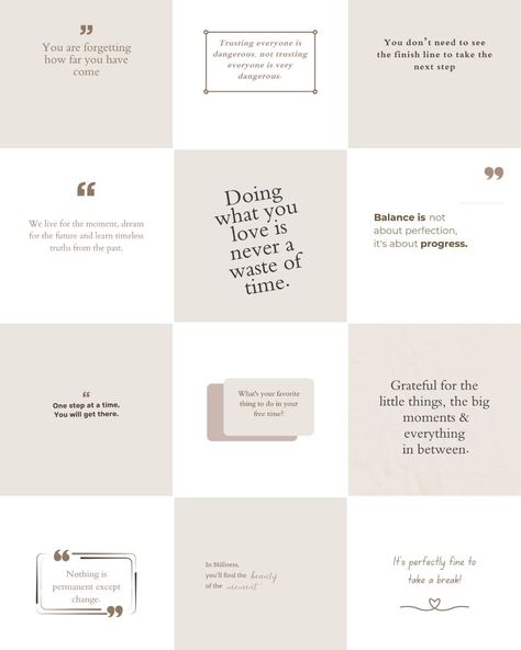 INSTAGRAM QUOTES TEMPLATES - CANVA EDITABLE Collection of 33 Instagram Posts for business, bloggers, marketing, branding and more! Instagram Posts Quotes are a perfect way to engage with your audience. Aesthetic, stylish, minimalistic templates. Will help to make your profile more recognizable. SOCIAL MEDIA MARKETING TEMPLATES Want a Branded Instagram profile to improve your business? Look no further! With these templates you will be able to catch the eye of your audience. These easy to customize templates are designed to help you. Simply create beautiful Instagram feed. It is ideal for business, bloggers, marketing, branding and many more niches. Take away the hard work and edit with ease using these templates! It will help you to increase followers and engagement. Created to use on free Audience Aesthetic, Instagram Post Quotes, Quotes Template, Citations Instagram, Increase Followers, Templates Instagram Post, Publication Instagram, Quote Template, Post Quotes