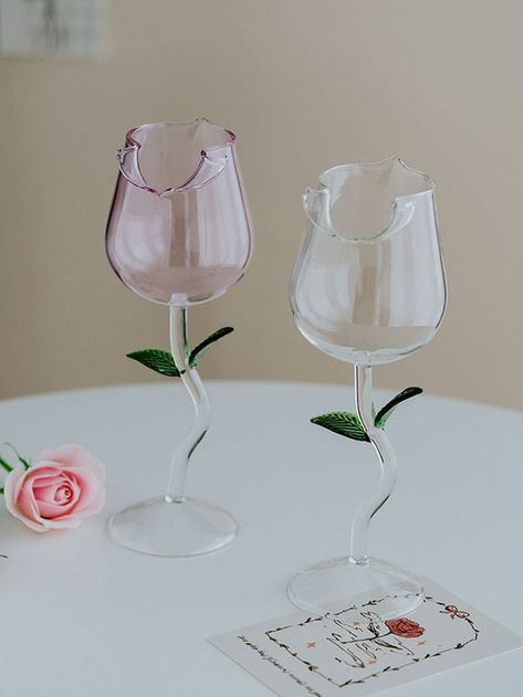 Wine Glass Glasses /Floral Glasses /Glass Goblets /Wedding wine Glasses /Bridesmaid gift /Mother's Day gift /Minimalism The hand-blown rose -shaped goblets has a outstanding design The glass is shiny and transparent Rose Opening, Goblets Wedding, Rose Wine Glass, Plant Wedding Favors, Unique Wine Glass, Wedding Goblets, Unique Wine Glasses, Glassware Design, Wedding Wine Glasses